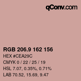 Color code: RGB 206.9 162 156 | qconv.com