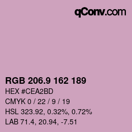 カラーコード: RGB 206.9 162 189 | qconv.com