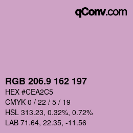 カラーコード: RGB 206.9 162 197 | qconv.com