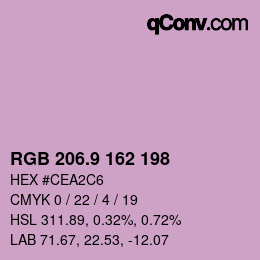カラーコード: RGB 206.9 162 198 | qconv.com