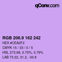 カラーコード: RGB 206.9 162 242 | qconv.com