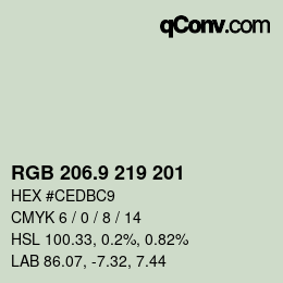 Color code: RGB 206.9 219 201 | qconv.com