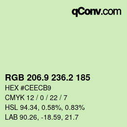 カラーコード: RGB 206.9 236.2 185 | qconv.com