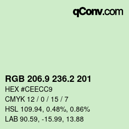 Color code: RGB 206.9 236.2 201 | qconv.com