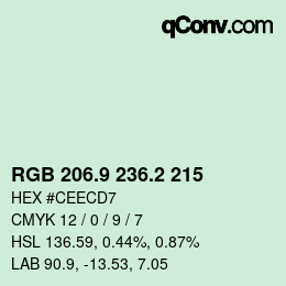 カラーコード: RGB 206.9 236.2 215 | qconv.com