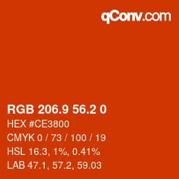 Color code: RGB 206.9 56.2 0 | qconv.com