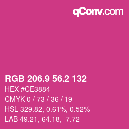 カラーコード: RGB 206.9 56.2 132 | qconv.com