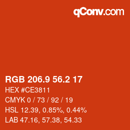 カラーコード: RGB 206.9 56.2 17 | qconv.com