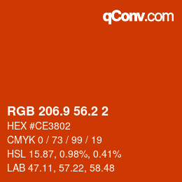 カラーコード: RGB 206.9 56.2 2 | qconv.com