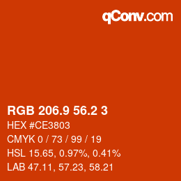 カラーコード: RGB 206.9 56.2 3 | qconv.com