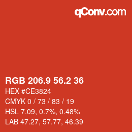 カラーコード: RGB 206.9 56.2 36 | qconv.com