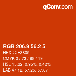 カラーコード: RGB 206.9 56.2 5 | qconv.com