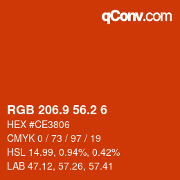 カラーコード: RGB 206.9 56.2 6 | qconv.com