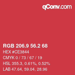 カラーコード: RGB 206.9 56.2 68 | qconv.com