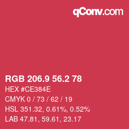 カラーコード: RGB 206.9 56.2 78 | qconv.com