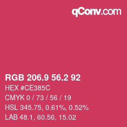 カラーコード: RGB 206.9 56.2 92 | qconv.com