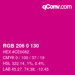 Color code: RGB 206 0 130 | qconv.com