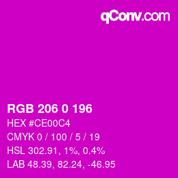 Color code: RGB 206 0 196 | qconv.com
