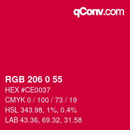 Color code: RGB 206 0 55 | qconv.com