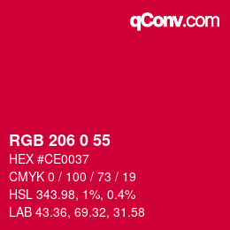 Color code: RGB 206 0 55 | qconv.com