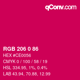 Color code: RGB 206 0 86 | qconv.com