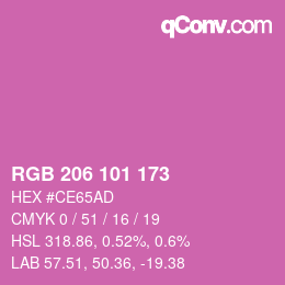 颜色代码: RGB 206 101 173 | qconv.com