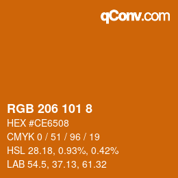 Color code: RGB 206 101 8 | qconv.com