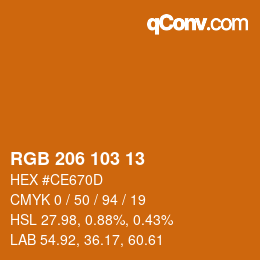 カラーコード: RGB 206 103 13 | qconv.com