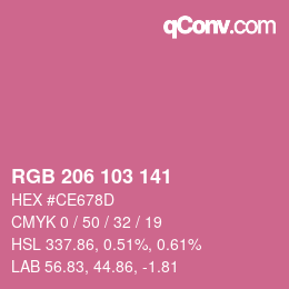 Color code: RGB 206 103 141 | qconv.com