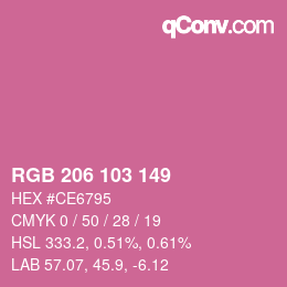Color code: RGB 206 103 149 | qconv.com