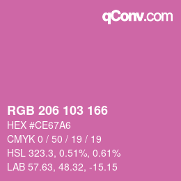 カラーコード: RGB 206 103 166 | qconv.com