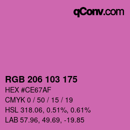 カラーコード: RGB 206 103 175 | qconv.com
