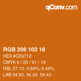 Color code: RGB 206 103 18 | qconv.com