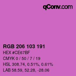 Color code: RGB 206 103 191 | qconv.com