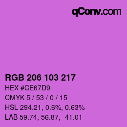Color code: RGB 206 103 217 | qconv.com