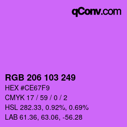 Color code: RGB 206 103 249 | qconv.com