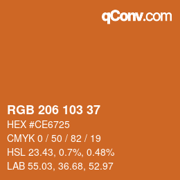 Color code: RGB 206 103 37 | qconv.com