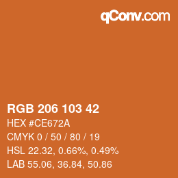 カラーコード: RGB 206 103 42 | qconv.com