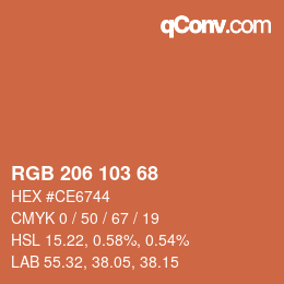 カラーコード: RGB 206 103 68 | qconv.com