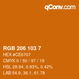 カラーコード: RGB 206 103 7 | qconv.com