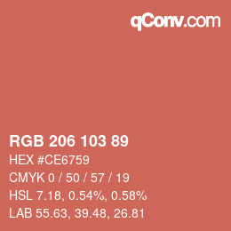 Color code: RGB 206 103 89 | qconv.com