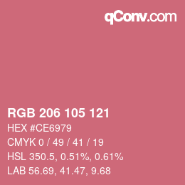 Color code: RGB 206 105 121 | qconv.com