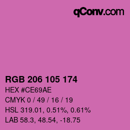 Color code: RGB 206 105 174 | qconv.com