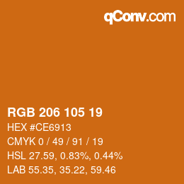 Color code: RGB 206 105 19 | qconv.com