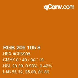 Color code: RGB 206 105 8 | qconv.com