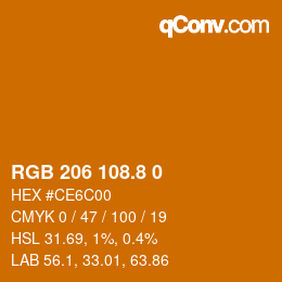 カラーコード: RGB 206 108.8 0 | qconv.com