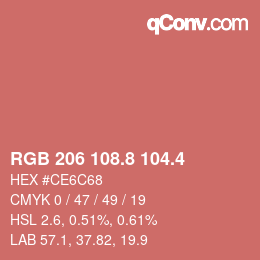 カラーコード: RGB 206 108.8 104.4 | qconv.com