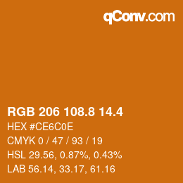 カラーコード: RGB 206 108.8 14.4 | qconv.com