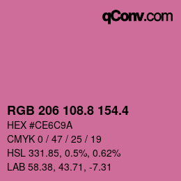 カラーコード: RGB 206 108.8 154.4 | qconv.com