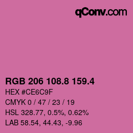 カラーコード: RGB 206 108.8 159.4 | qconv.com